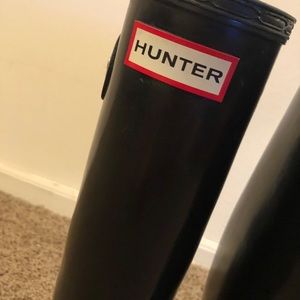 Tall Black Glossy Hunter Rain boots